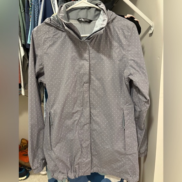 North Face Gray Polka Dot Rain Jacket - Picture 1 of 4